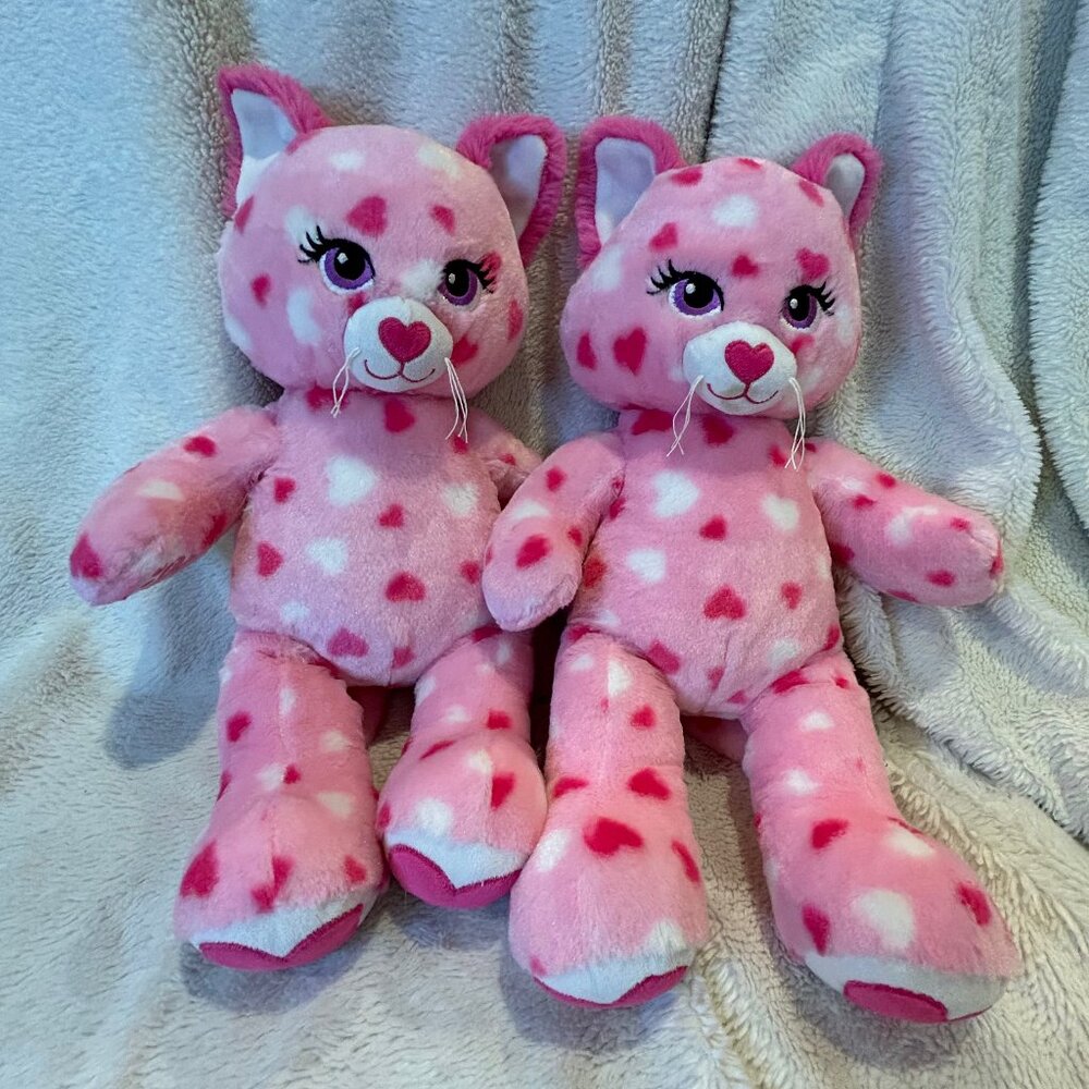 Set of 2 Build-A-Bear Huggable Hearts Kitty Cat Plush
